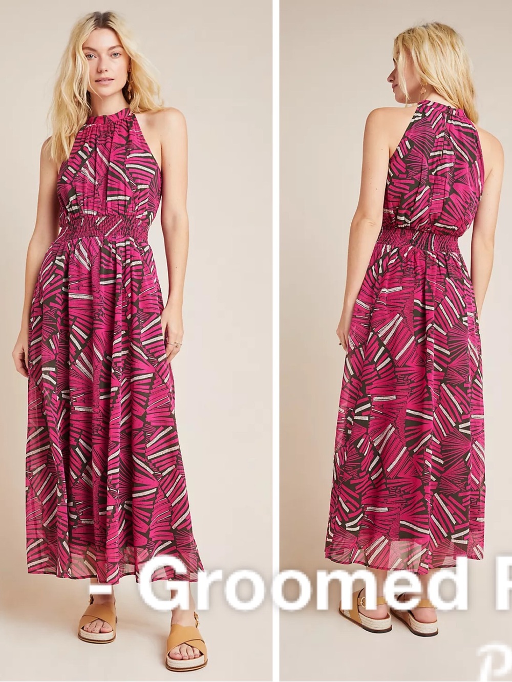 Anthropologie Maeve Kelli Halter Maxi Dress Size L